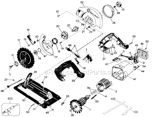 Page A Diagram and Parts List for 7392 Type 2 Black and Decker Circular Saw